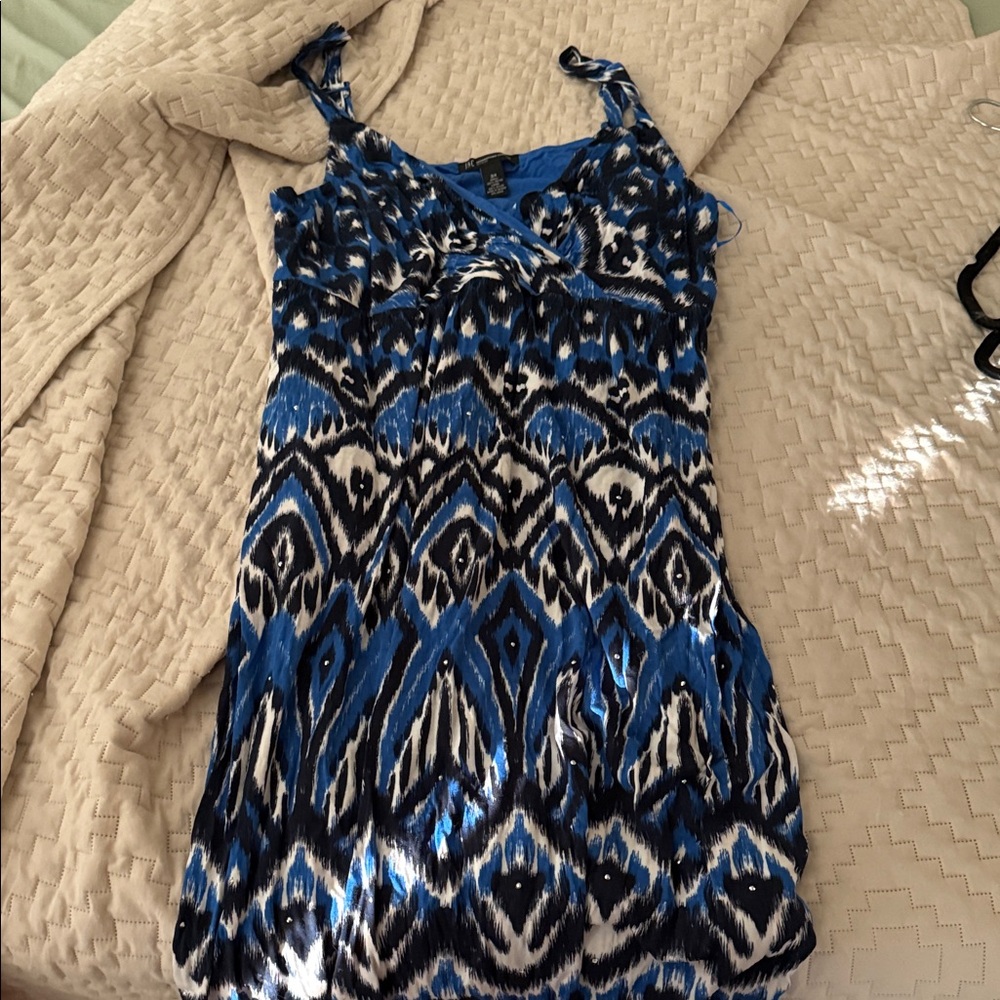 INC International Concepts Blue and Black Mini Dress - Picture 4 of 4